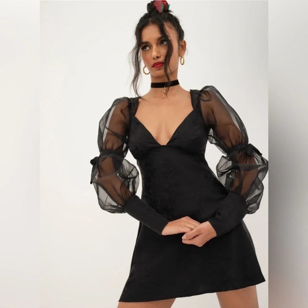 gabrielle puff sleeve mini dress for love and lemons NWT 🍋 For Love & Lemons Gabrielle Puff Sleeve Mini Dress